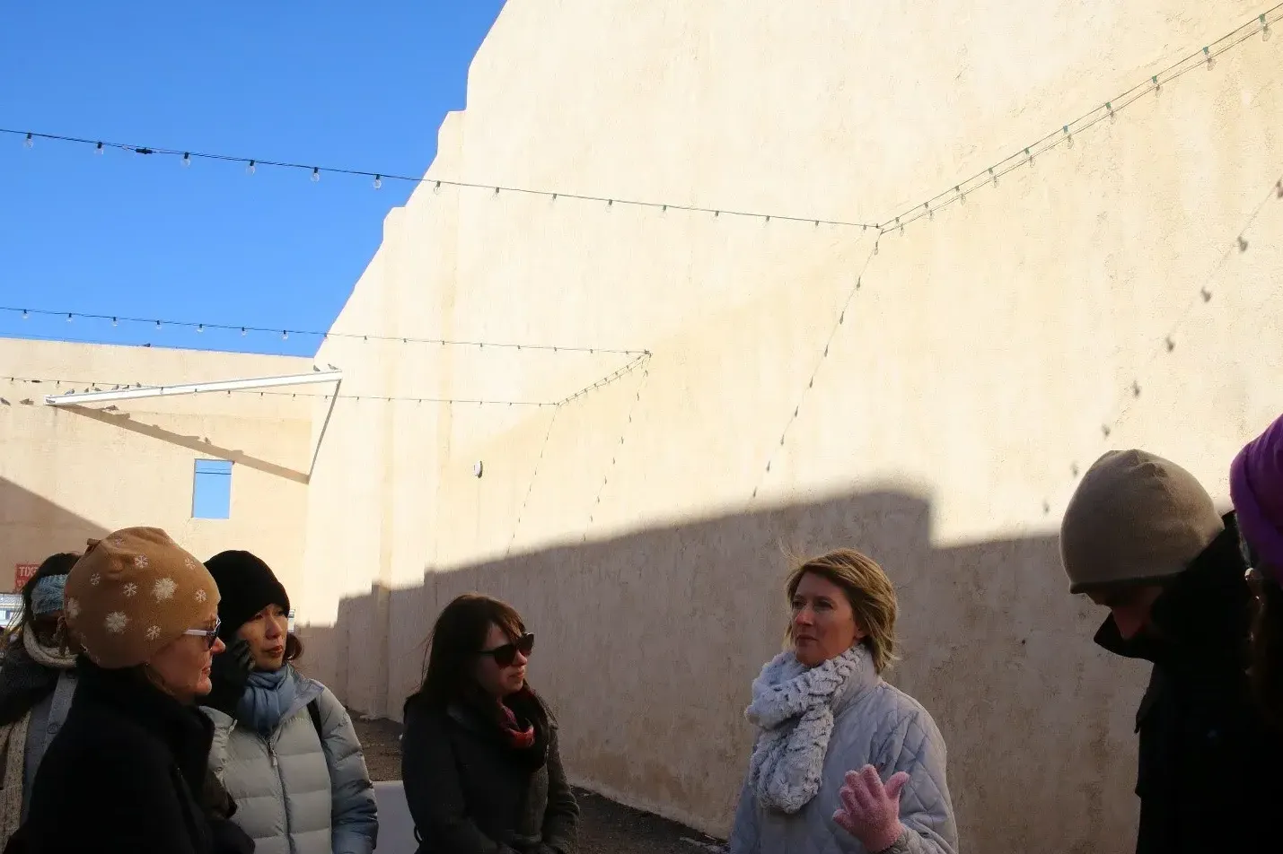 Foundation staff talk with grantee on statewide tour in Lamar, Colorado.